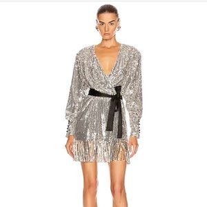 ROTATE Samantha Sequined Dress Sz 0 Silver NYE dress